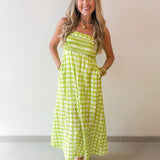 Printed Pintuck Midi Dress