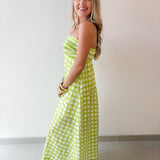 Printed Pintuck Midi Dress