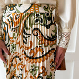 Printed Pleated Skirt - Ivory/Olive