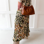 Printed Pleated Skirt - Ivory/Olive