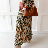 Printed Pleated Skirt - Ivory/Olive
