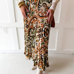 Printed Pleated Skirt - Ivory/Olive