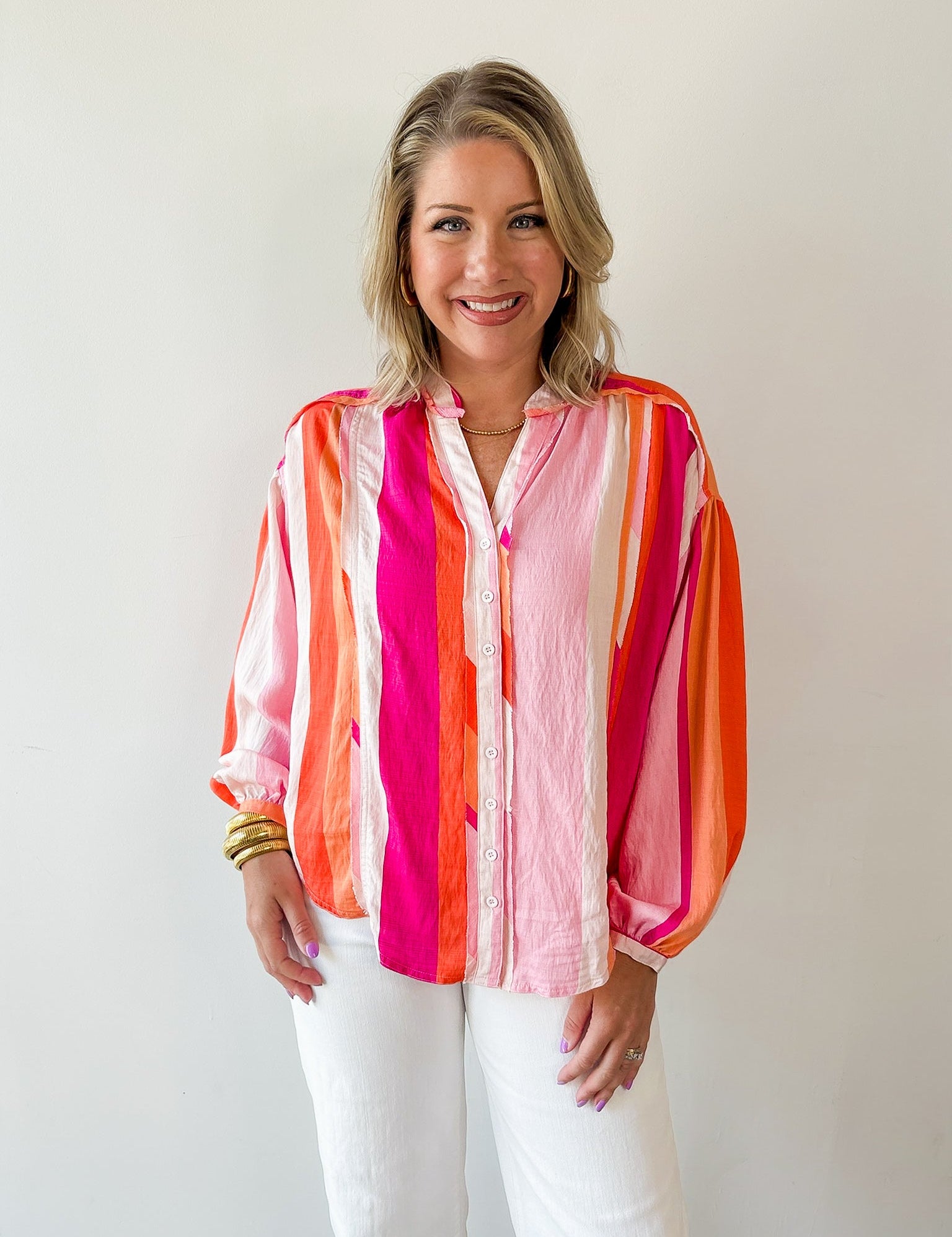 Printed Striped Boxy Shirt
