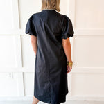 Puff Sleeve App Midi Dress - Ivory/Black