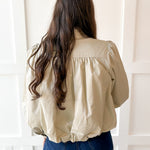 Puff Sleeve Bubble Hem Jacket- Ecru
