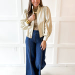 Puff Sleeve Bubble Hem Jacket- Ecru