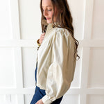 Puff Sleeve Bubble Hem Jacket- Ecru