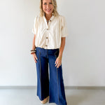 Puff Sleeve Bubble Hem Top - Ecru