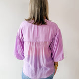 Puff Sleeve Button Down Shirt - Lavender