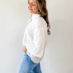 Puff Sleeve Button Down Shirt - White