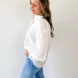 Puff Sleeve Button Down Shirt - White