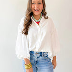 Puff Sleeve Button Down Shirt - White