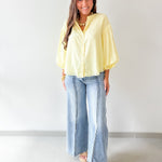 Puff Sleeve Button Shirt - Yellow