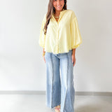 Puff Sleeve Button Shirt - Yellow