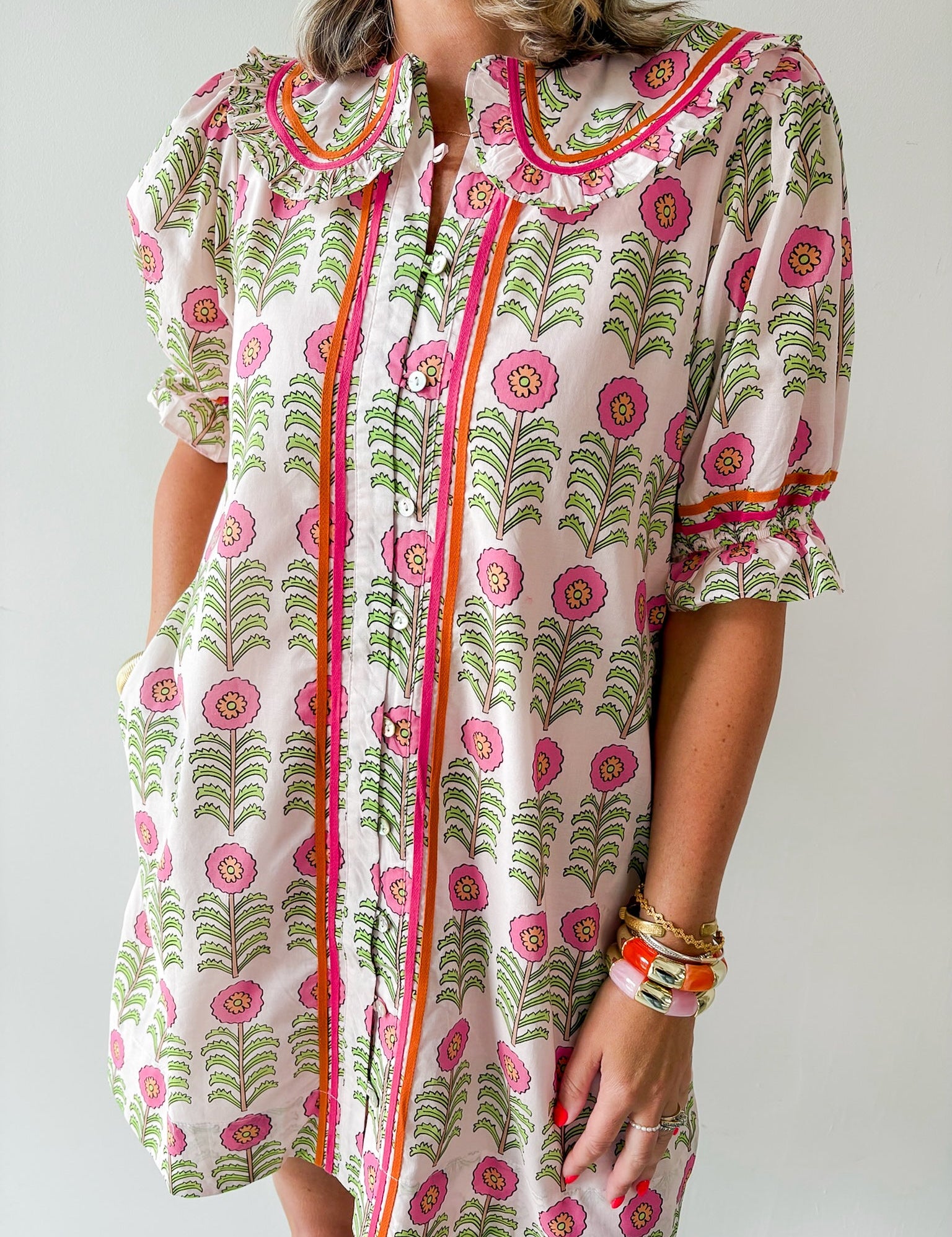 Puff Sleeve Floral Print Dress