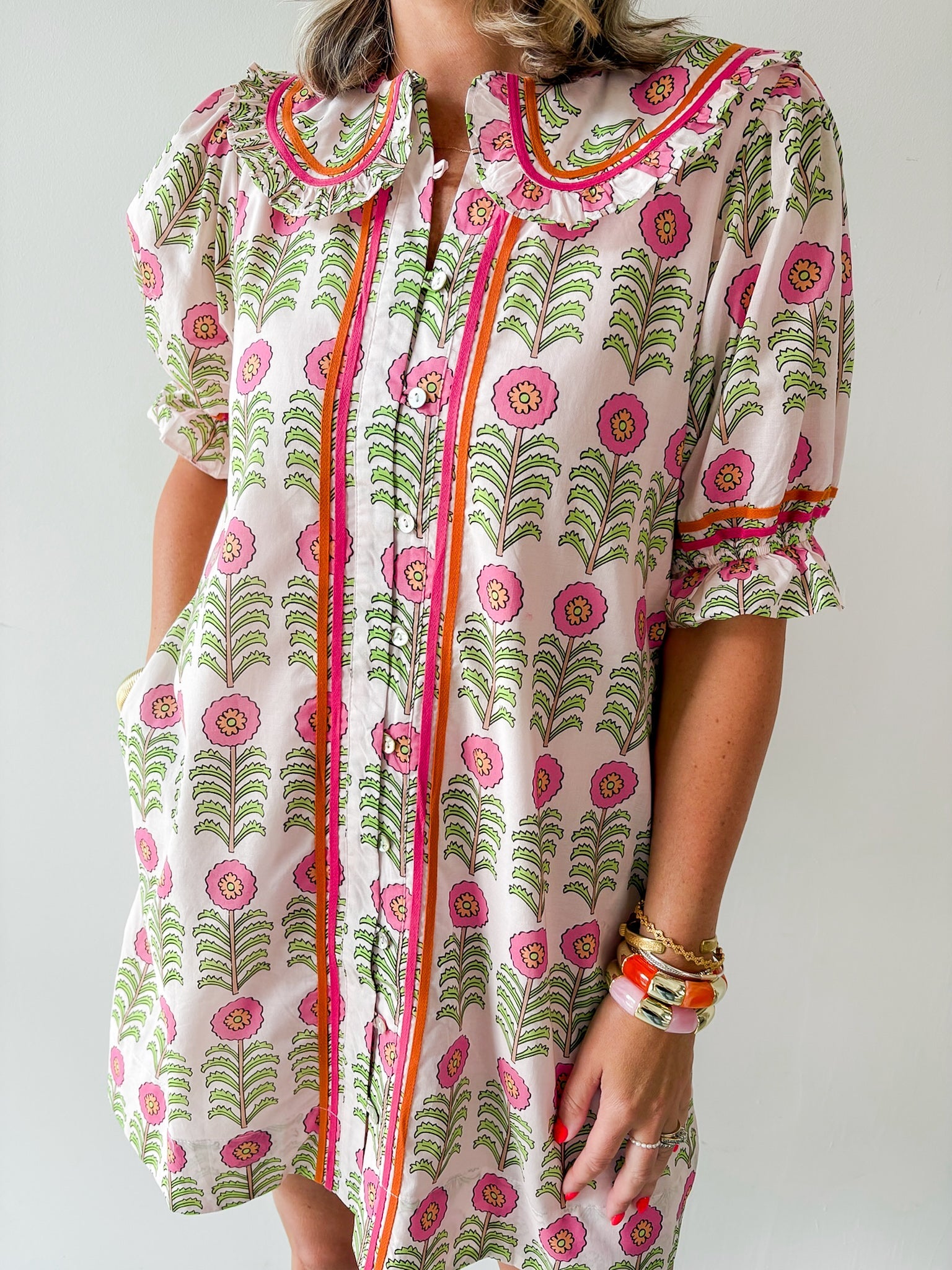 Puff Sleeve Floral Print Dress