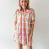 Puff Sleeve Floral Print Dress