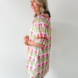 Puff Sleeve Floral Print Dress