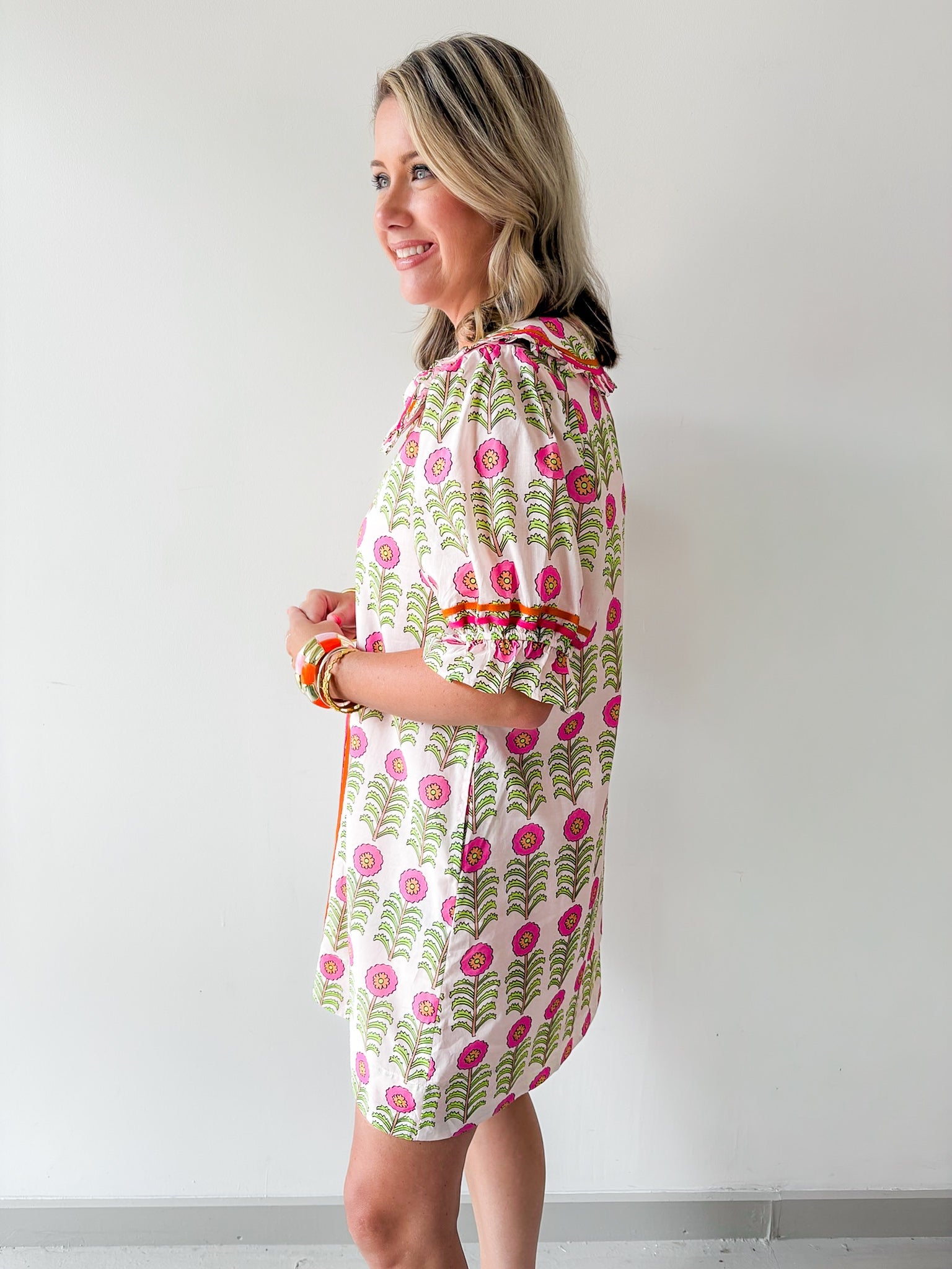 Puff Sleeve Floral Print Dress