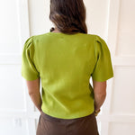 Puff Sleeve Knit Top - Olive