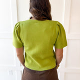 Puff Sleeve Knit Top - Olive