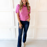 Puff Sleeve Knit Top - Pink