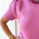Puff Sleeve Knit Top - Pink