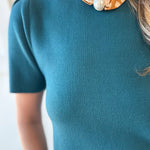 Puff Sleeve Knit Top - Teal
