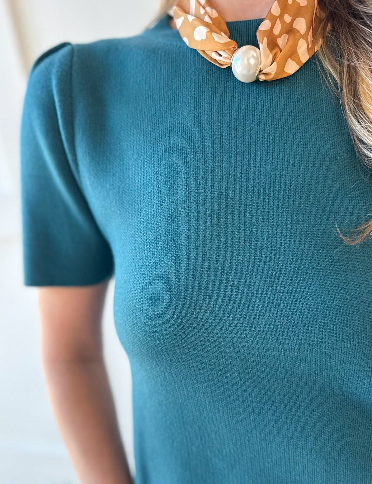 Puff Sleeve Knit Top - Teal