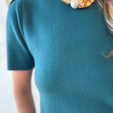 Puff Sleeve Knit Top - Teal
