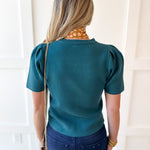 Puff Sleeve Knit Top - Teal