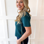 Puff Sleeve Knit Top - Teal