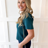 Puff Sleeve Knit Top - Teal