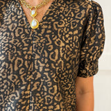 Puff Sleeve Midi Dress - Animal Print
