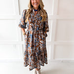 Puff Sleeve Stand Collar Dress