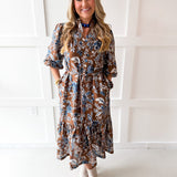 Puff Sleeve Stand Collar Dress