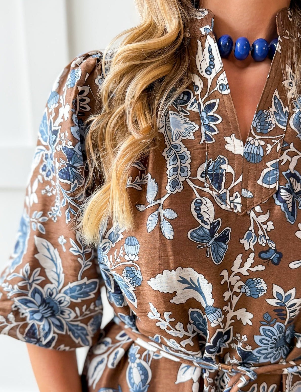 Puff Sleeve Stand Collar Dress