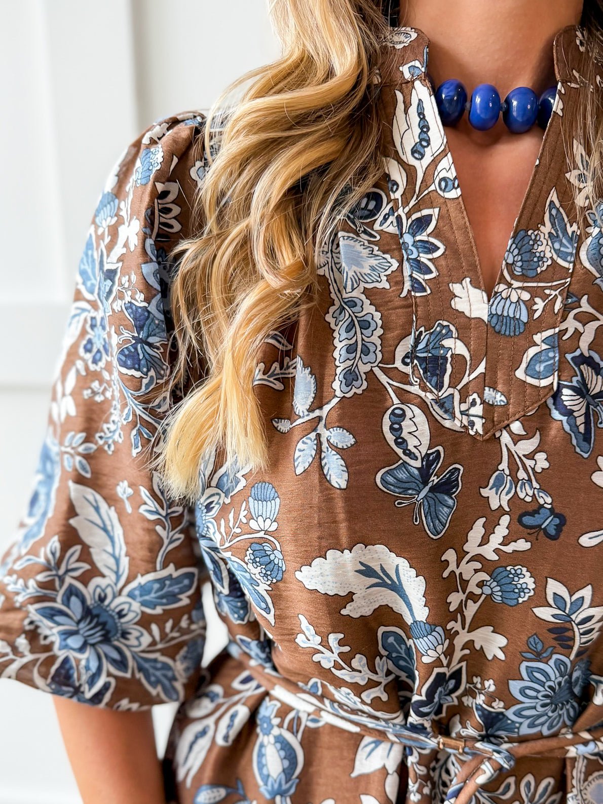 Puff Sleeve Stand Collar Dress