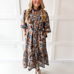 Puff Sleeve Stand Collar Dress