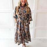 Puff Sleeve Stand Collar Dress