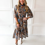 Puff Sleeve Stand Collar Dress