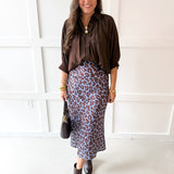 Puff Sleeved Collared Shirt - Brown