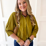 Puff Sleeved Collared Shirt -Olive