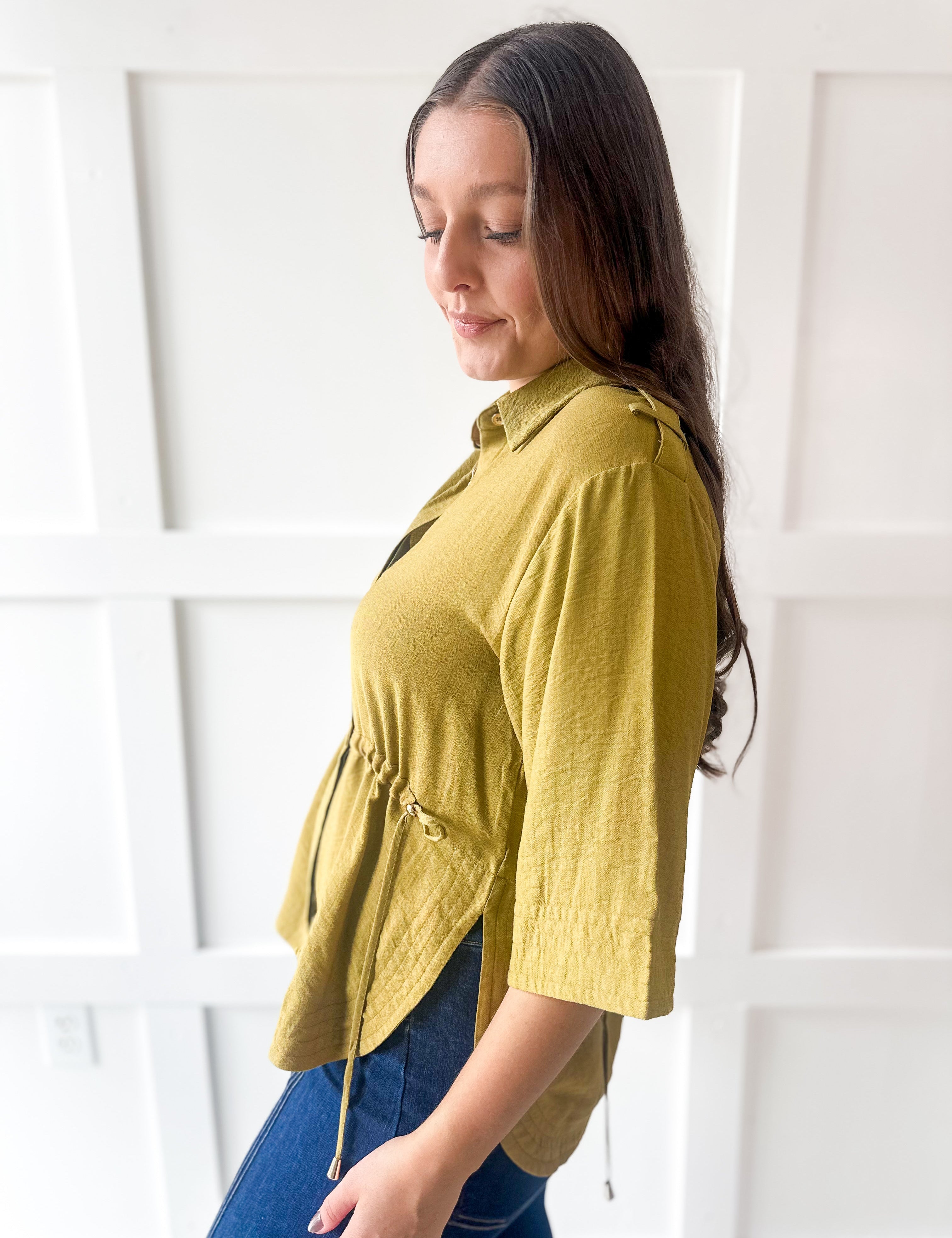 Pull Waist Utility Shirt - Olive