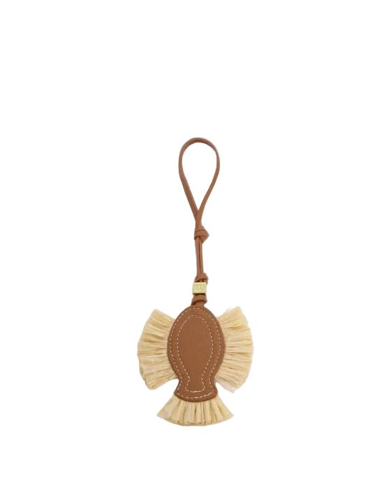 Raffia Fish Bag Charm Cognac