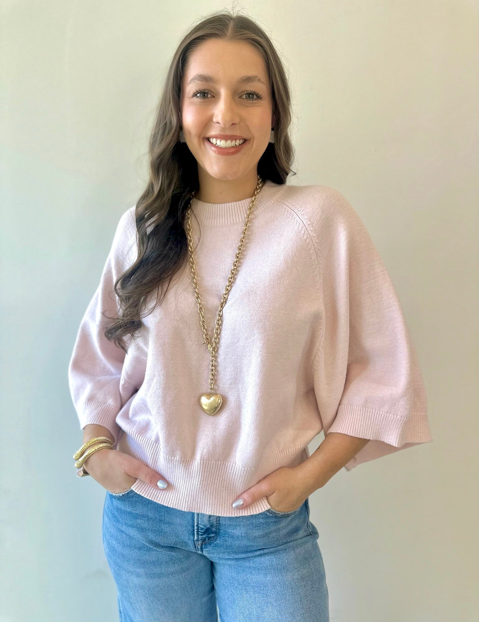 Raglan Sleeve Crew Neck Sweater