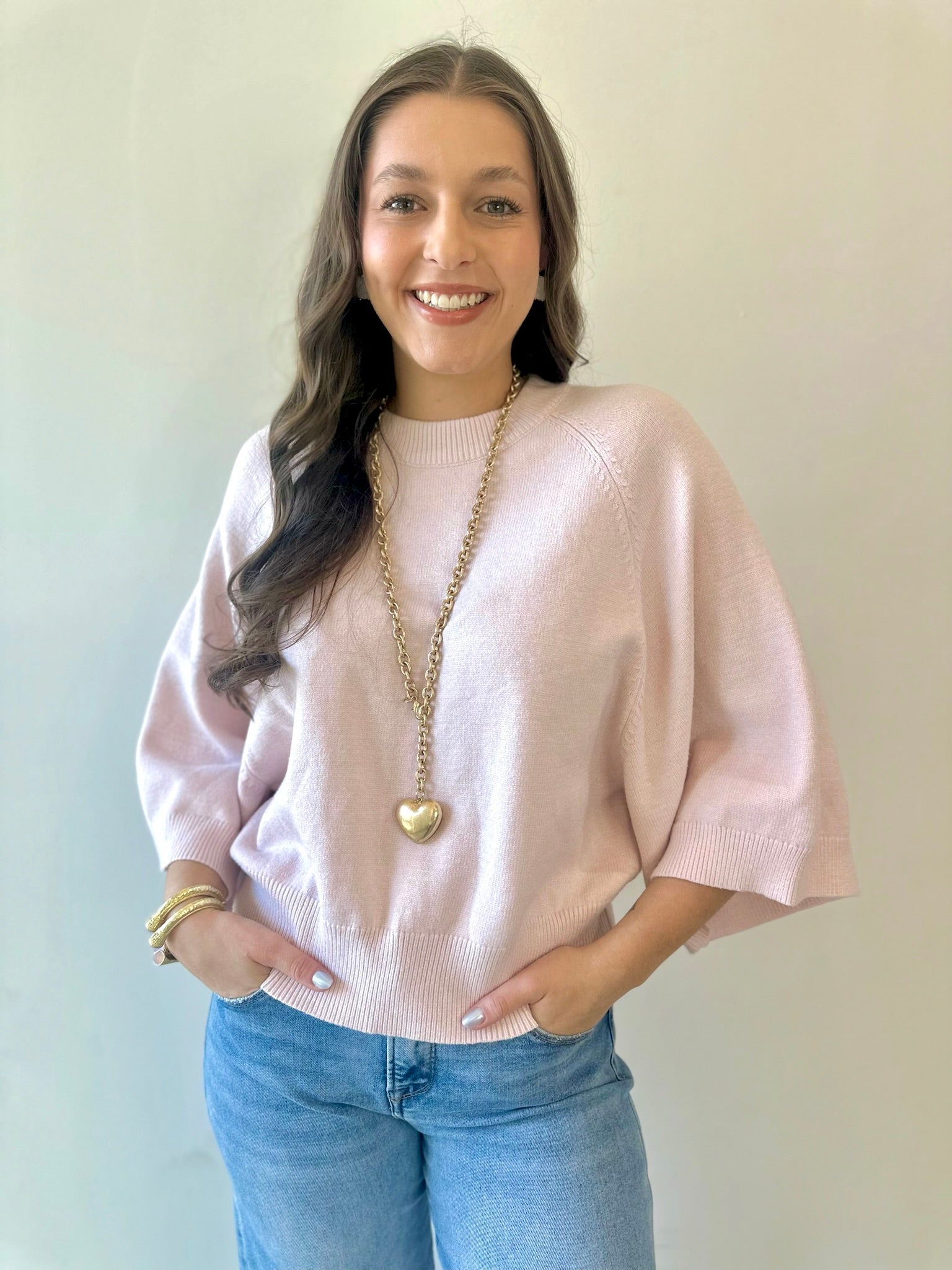 Raglan Sleeve Crew Neck Sweater