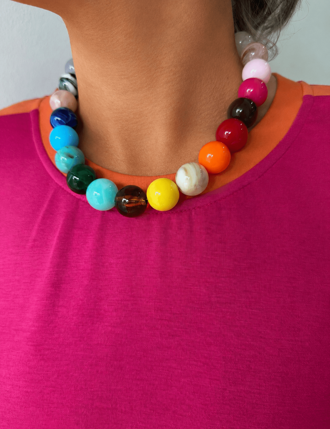 Rainbow Beige Beaded Necklace