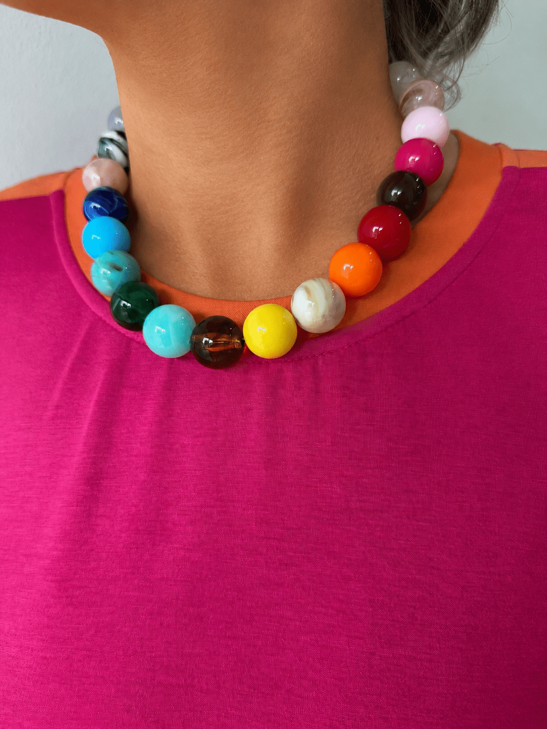 Rainbow Beige Beaded Necklace