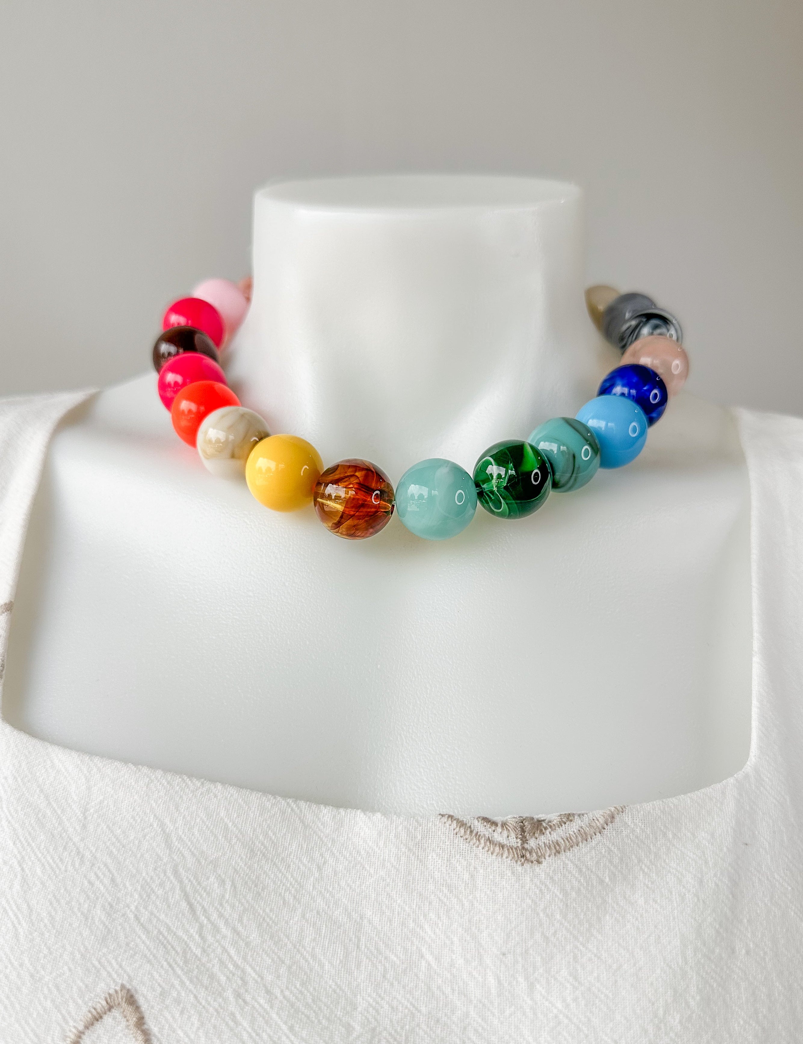 Rainbow Beige Beaded Necklace